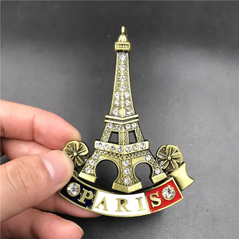 3D трехмерные наклейки на холодильник французский EiffelTower тщательная работа; изысканное бриллиантовое