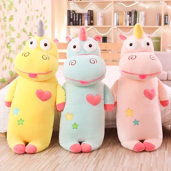 

New Super Soft Down Cotton Filled Funny Expression Unicorn Plush Toy Doll Funny Little Pegasus Doll Rag Doll Long Pillow Bed Sle