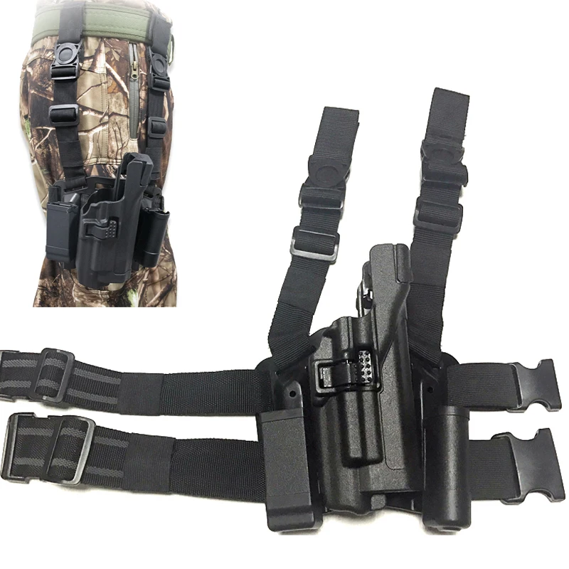 

Tactical Airsoft Air Guns Holster Military Drop Leg Holster With Mag Pouch Right Hand Gun Glock 17 19 22 23 31 32 Pistol Case