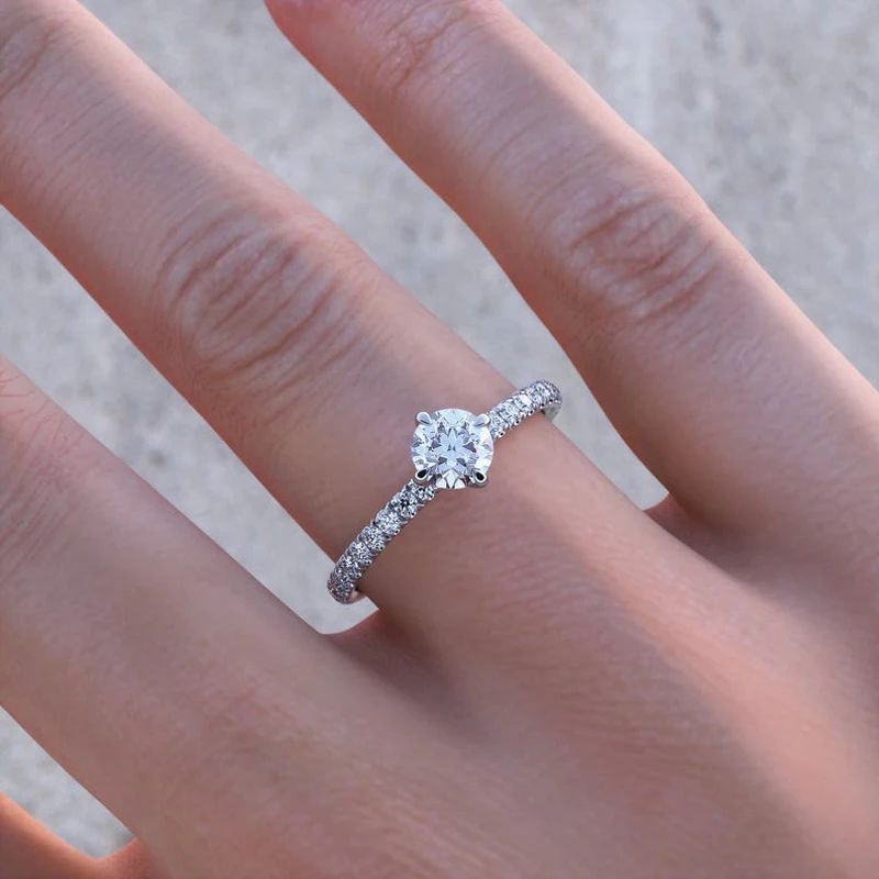 Обручальное кольцо NASIYA Moissanite из твердого белого золота 14 к с основным 0.8ct 6 мм EF цвет муассанит обручальное кольцо для женщин