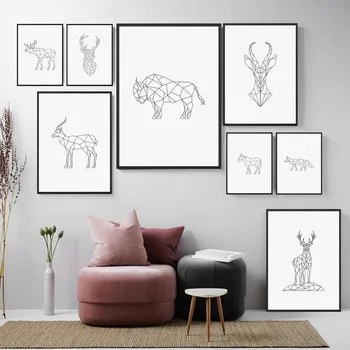 

Abstract Animals Line Canvas Painting Nordic Owl Elephant Llamas Poster And Prints Wall Art Pictures for Living Room Decor