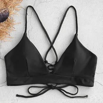 

Sexy Women Bandage Push-up Padded Bra Swimsuit Bikini Tops Summer Swimwear Beachwear Sexy Black Bra Bikinis 2019 Mujer