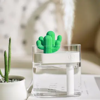 

160ml Ultrasonic Air Humidifier Clear Cactus Color Light USB Essential Oil Diffuser Car Purifier Aroma Diffusor Anion Mist Maker