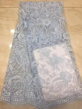 

Unique Design African Sequins Net Lace Fabric 2019 Prom Dresses Sewing Material Gold Color Sequined Embroidered Mesh Tulle Laces