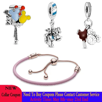 

2020 New Fashion Silver 925 Disne Parks Balloons, My Mouse Carousel, Ice Cream & Donut Dangle Charm DIY Original Woman Jewelry