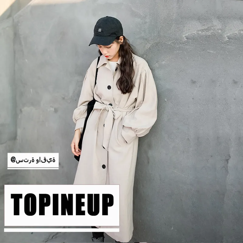

Women 2019 Spring And Autumn Fashion Tide Korea Style Vintage Loose Sashes Long Trench Female Casual Khaki Black Coat Clothes