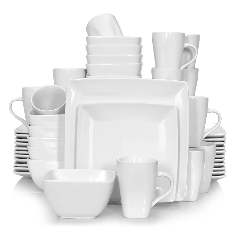 Dinnerware Set 16 Piece Dinner Ware Square Sets Kitchen Plates Dishes Mugs Bowls 