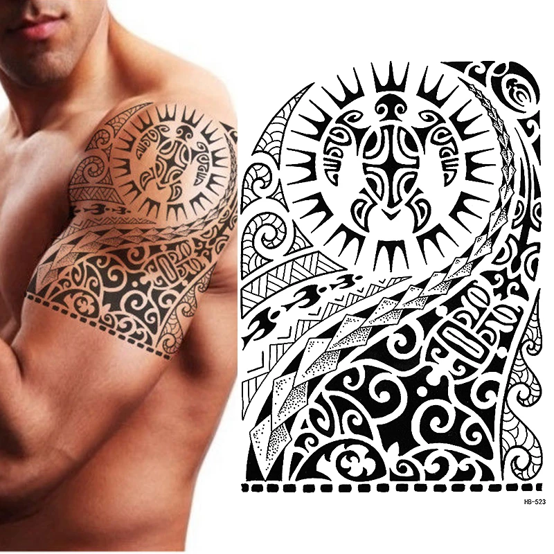 S.A.V.I 3D Temporary Tattoo Waterproof Sticker Beautiful Black Big Tribal  Totem Popular New Designs Size - 21x15cm (522), Multicolor, 2 g :  Amazon.in: Beauty