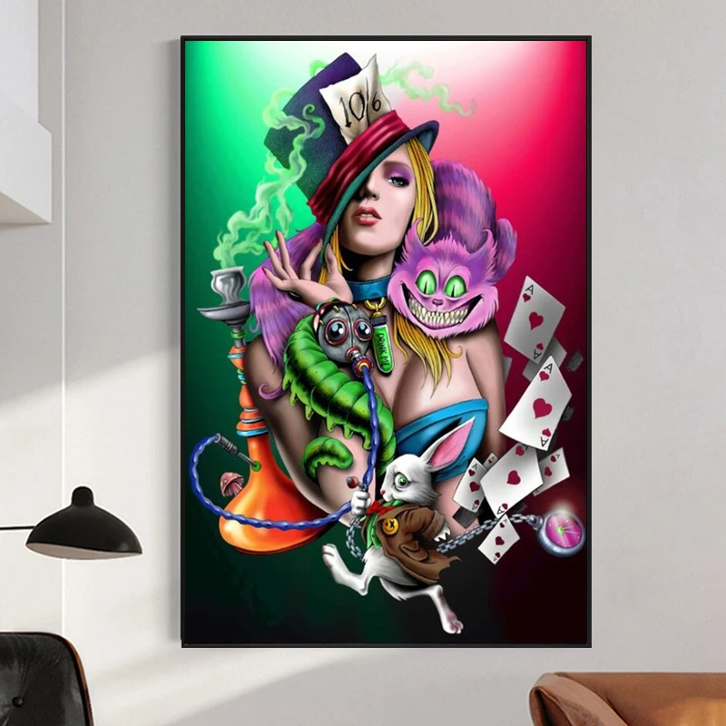 Сексуальные Алиса приключение с выжженным рисунком Плакаты для девочек и принты