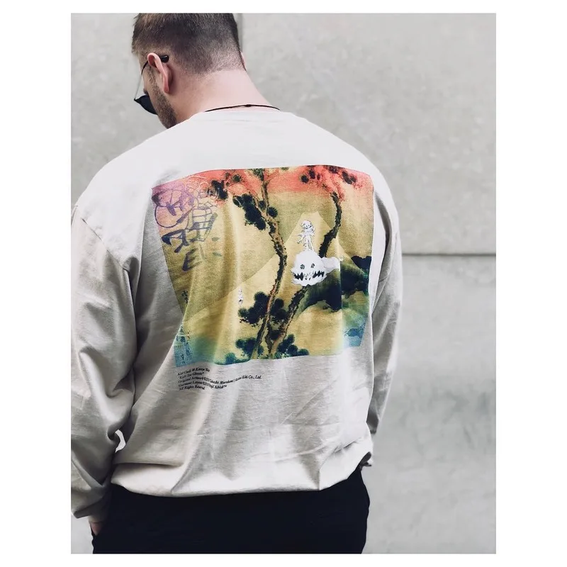 20SS Kanye West футболка с длинным рукавом X Cudi дети See Ghost Топ футболки уличная одежда