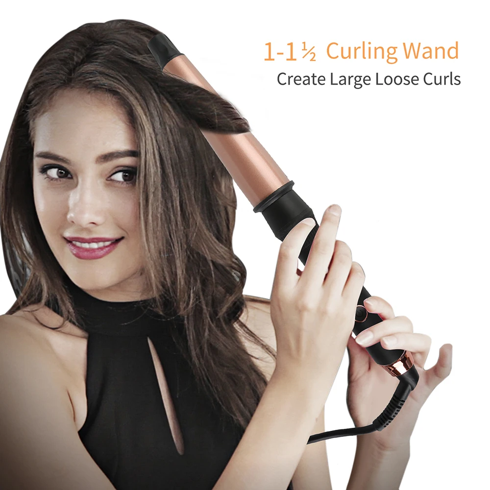 Профессиональные инструменты для укладки волос с двойным напряжением, щипцы для завивки волос 1-1,5 дюймов, Плойка для завивки волос с бочкой, лёгкий наконечник