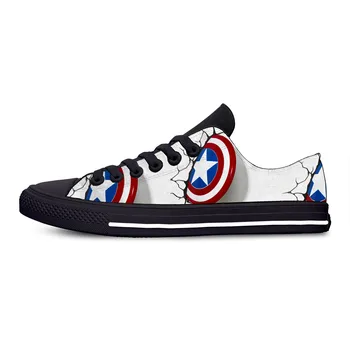 

Captain America Shield Wall Sticker Lace Up Shoes Summer Canvas Fashion Lightweight Sneakers for Women Men