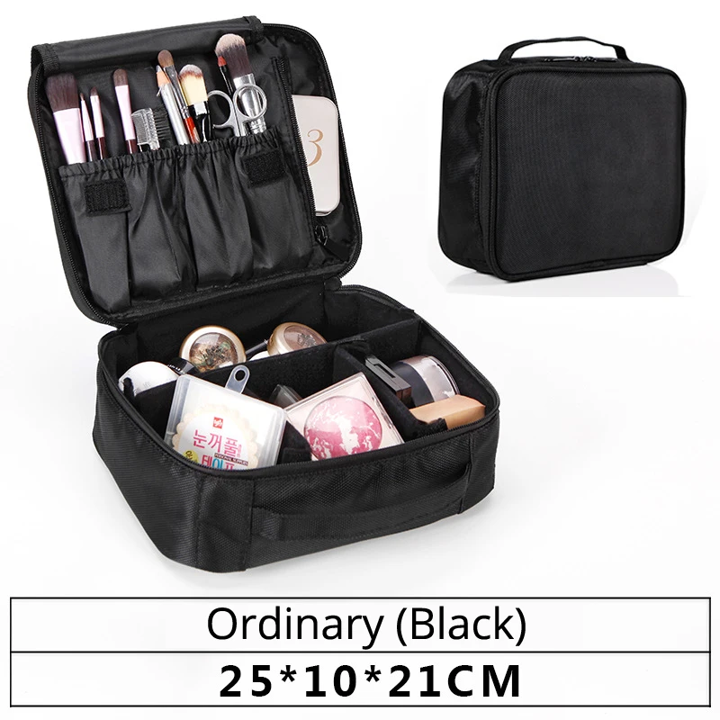 Профессиональная косметичка высокого качества Оксфорд большой водонепроницаемый органайзер для макияжа Bolso Mujer косметический чехол дорожная сумка для хранения - Цвет: Ordinary Black