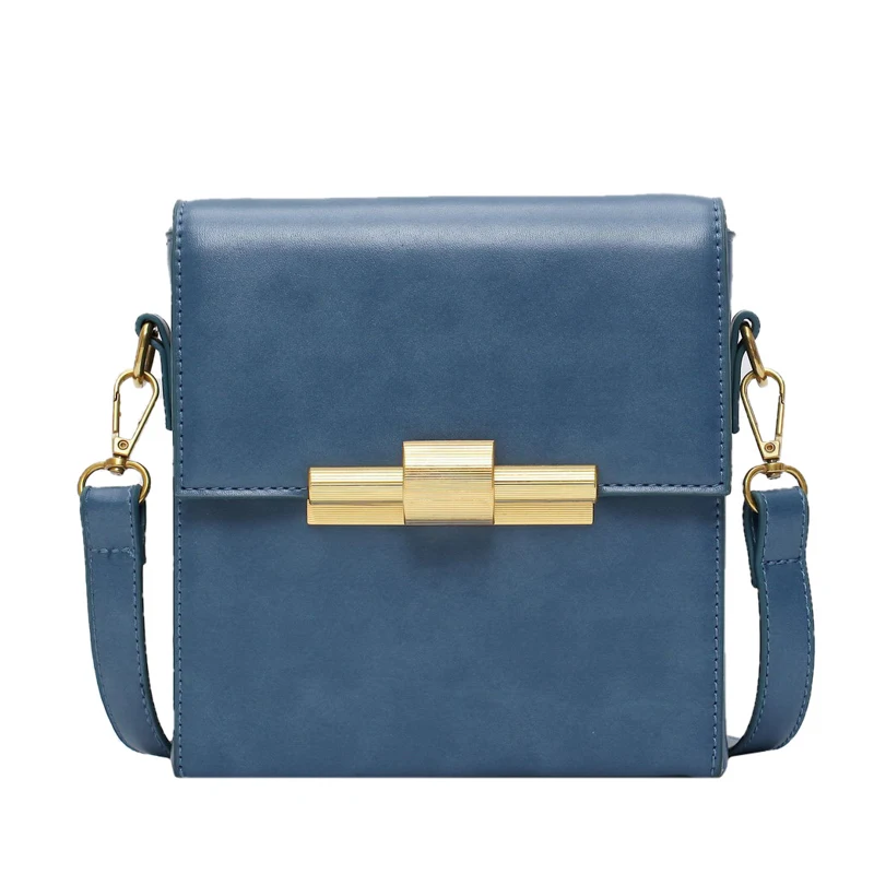 Чистый цвет PU женская сумка новая сумка через плечо женская сумка модная повседневная маленькая сумка тофу сумка кошелек - Цвет: Синий