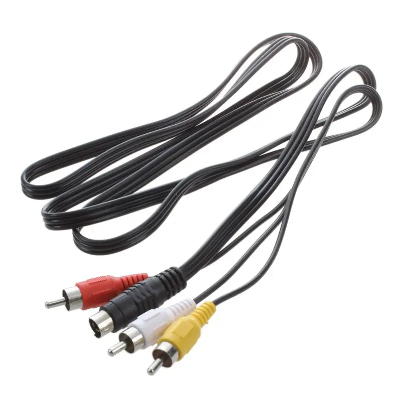 1,45 м длинный 4 Pin S-video to 3 Male RCA композитный кабель черный