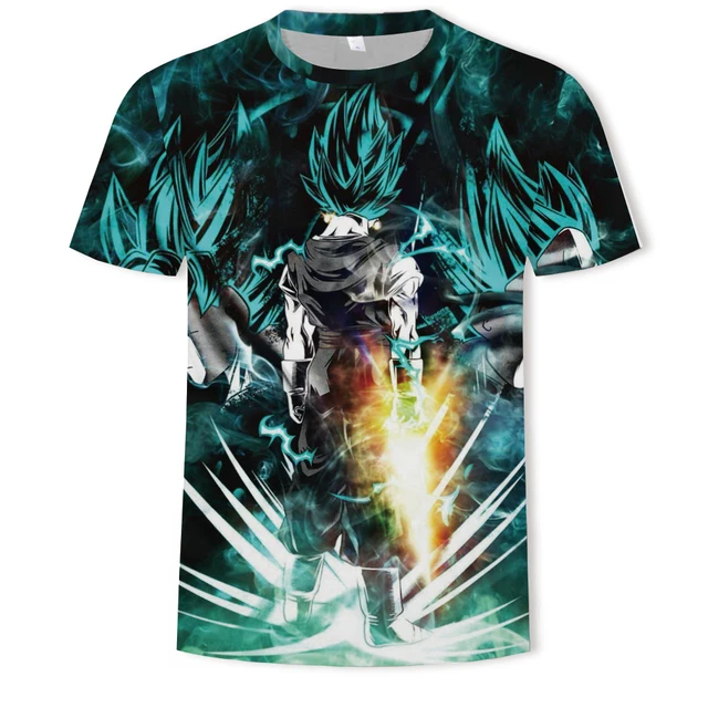 New Men's Summer Short Sleeve Round Neck T-shirt Fashion 3D Printing Dragon Ball Series New Men's Tops Parent-child Wear DD111