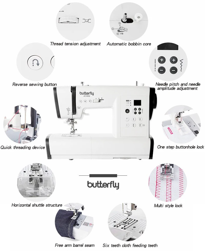 Бабочка абсолютно немецкий дизайн JD1080Q электронная швейная машина домашний Многофункциональный замок есть толстый