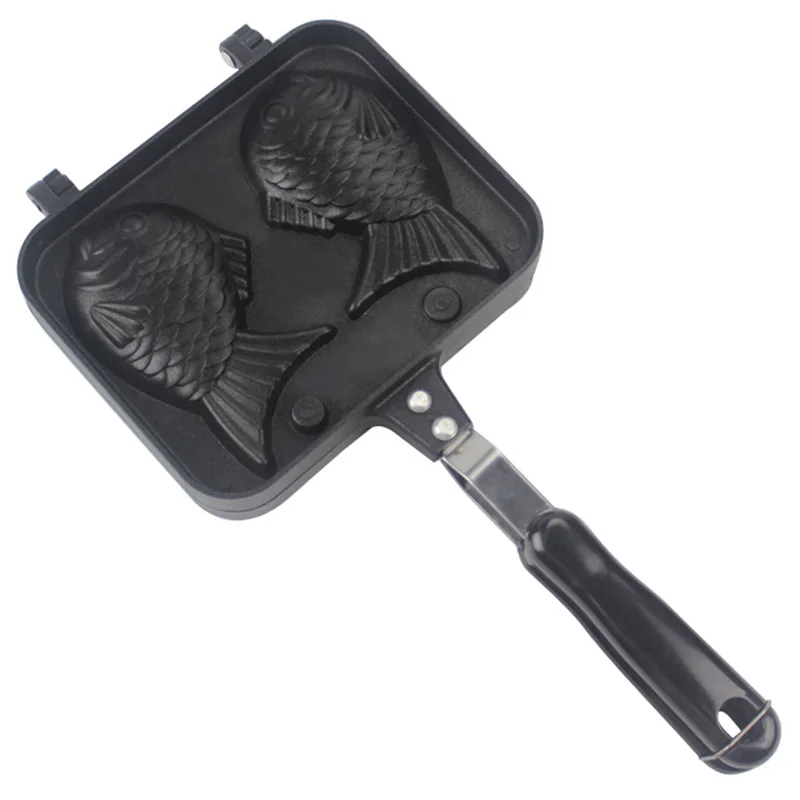 

BMBY-Taiyaki Double Fish Shaped Hot Dessert Waffle Cake Maker Pan Japanese Pancake Double Pan Fry Pan