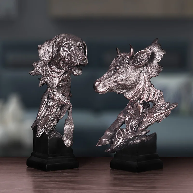 VILEAD More Size Resin Hollow Animal Figurines Imitation Copper Creative Decorative Ornaments Office Soft Decoration Accessories