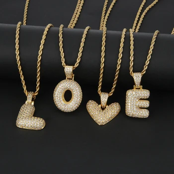 

Fashion Iced Out Crystal Copper A-Z 26 Letter Pendant Necklace Women Jewelry Hip Hop Letter Necklace Men Gift Jewellery Agent