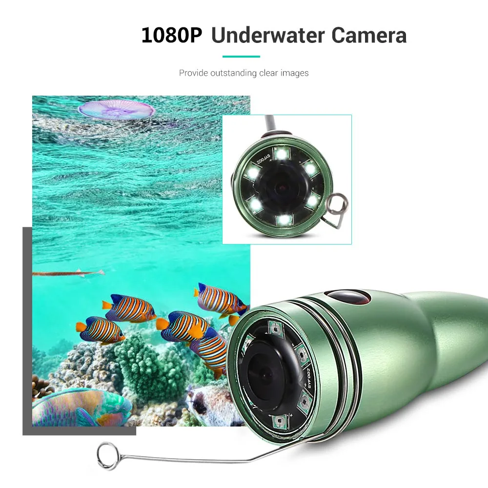 Рыболокатор подводная рыбалка 1080P камера комплект 7 дюймов wifi беспроводной 16 Гб Видео Запись DVR+ 15 м 6 Вт белые светодиоды
