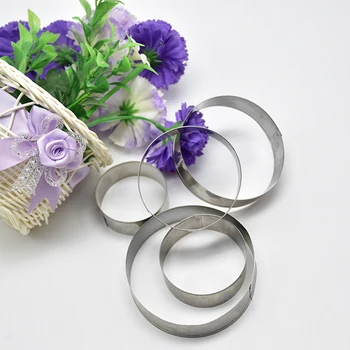 

5pcs Round Shape Stainless Steel Mold Fondant Chocolate Cake Cookie Cutter Home Kitchen DIY Baking Tools Fruit Cutting Mold