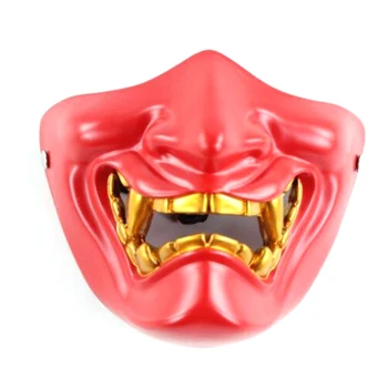 

Role Playing Devil Cosplay Props Scary Life Like Tactical Samurai Cover Half Face Halloween Decoration Party Indoor Outdoor