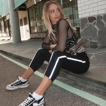 

hirigin new fashion womens casual long pants female reflected light elastic waist pants ladies loose sports style empire pants