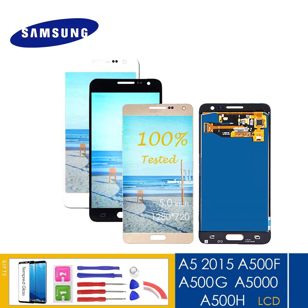 

For Samsung Galaxy A5 2015 A500F A500G A5000 A500H LCD Display With Touch Sensor Glass Digitizer Assembly with kit