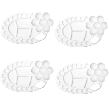 

4Pcs Paint Tray Palettes Art Paint Pallet Non-Stick Plastic Palette with 26 Wells for Watercolor Painting
