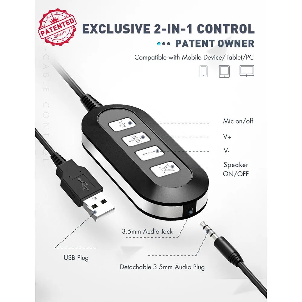 mpow wired computer headset model pa071a