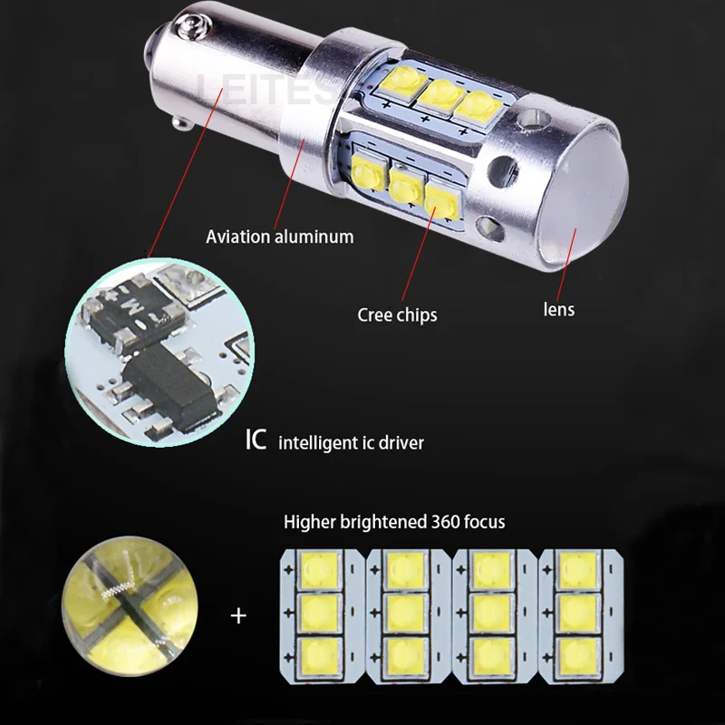 ڵ  Ŀ BA9S T4W BAX9S H6W BAY9S H21W 80W ĵ   16SMD XBD Ĩ LED ̵ 12V 24V, 2 