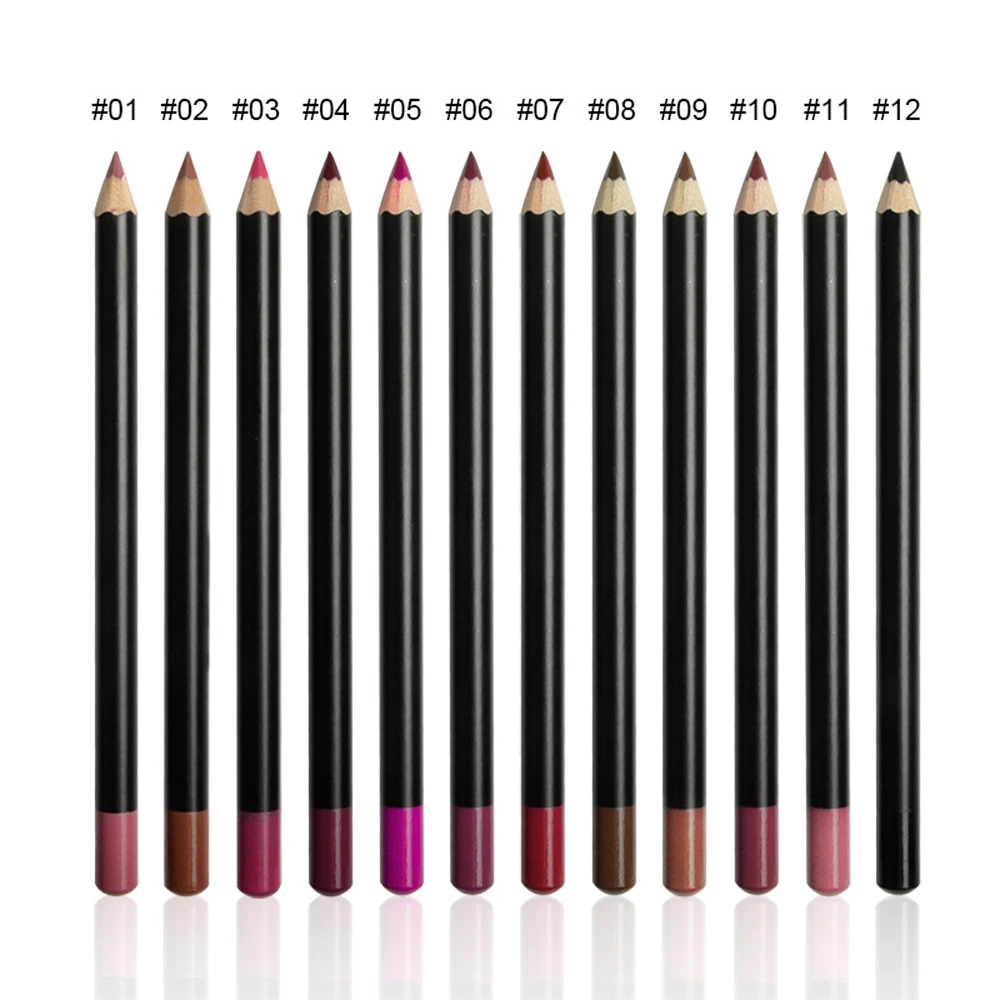 12 color waterproof multifunctional lip liner no logo private label small batch custom lipstick pen