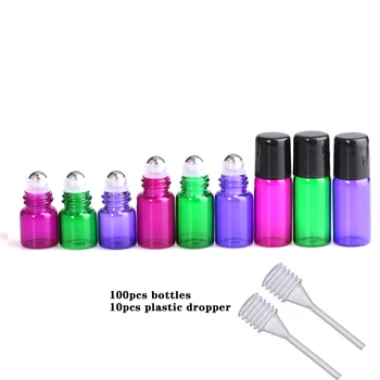 

2ML dropper bottle Colroful Mini Refillable Glass Roller Ball Bottles, Roll-on Vials for Essential Oil Aromatherapy Perfumes