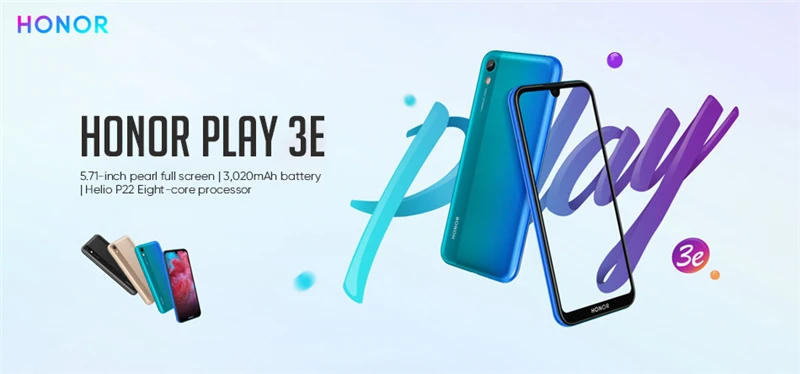 HONOR Play 3E смартфон 5,7" MT6762R Восьмиядерный Android 9,0 мобильный телефон 13 МП+ 5Мп камера батарея 3020 мАч мобильный телефон