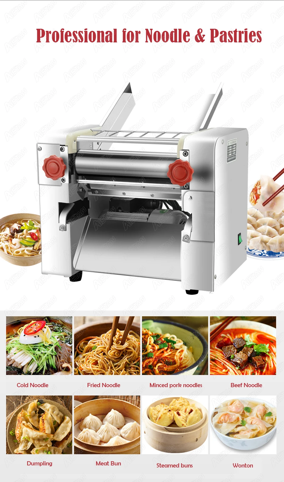 Stainless Manual Dough Roller Sheeter Noodle Pasta Dumpling Maker Machine  Home
