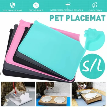 

Waterproof Pet Mat Solid Color Silicone Pet Food Pad Pet Bowl Drinking Mat Feeding Placemat Easy Washing Durable S/L
