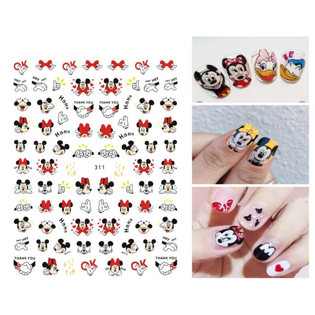 1PCS Disney Cartoon Anime Collection Star Design Nail Sticker Mickey Mouse Donald Duck Lion King Mermaid Stitch Nail Slider WG311