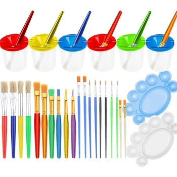 

28-Piece Paint Pen Leak-Proof Paint Cup Set with Lid and Paint Brush, Random Colors