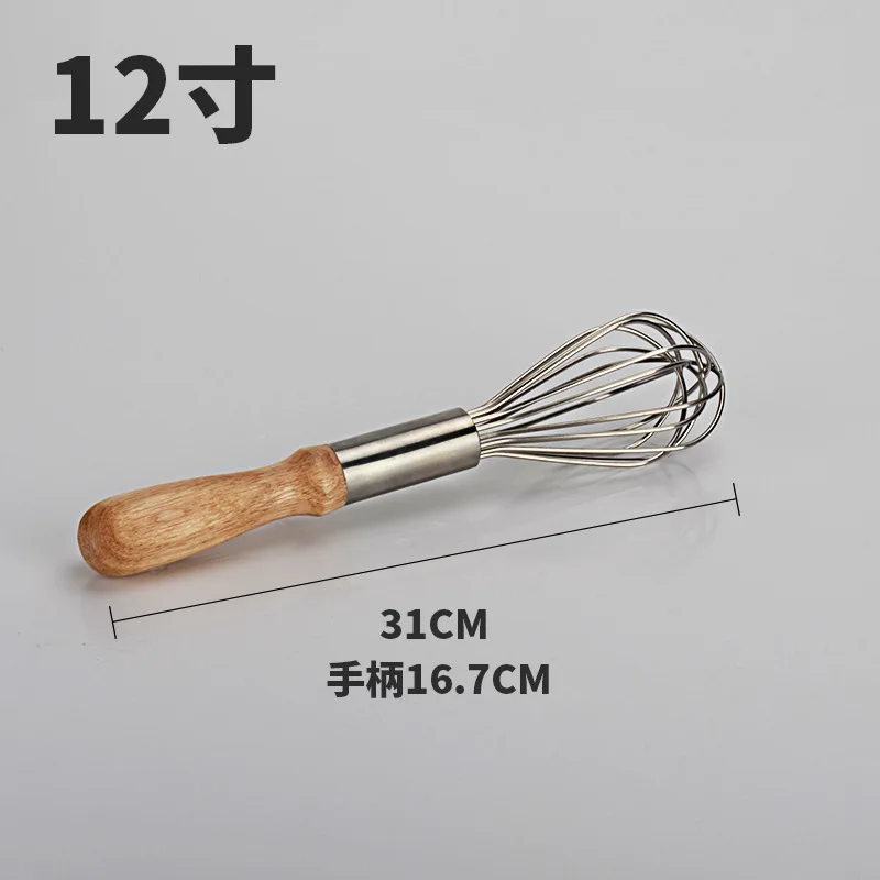 Stainless Steel Manual Egg Beater Egg Beater Wooden Hand Blender Cream Bubbler Baking Kitchen Tool 6BTH23 - Цвет: 12inch 2