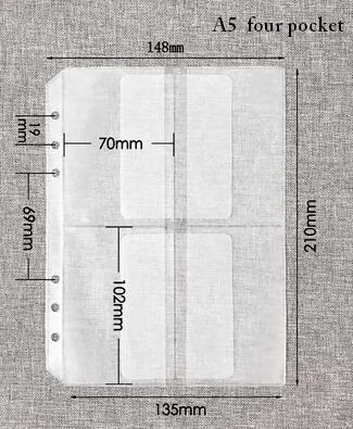 A5 6 отверстий свободные Листья ПВХ сумка на молнии, блокнот планировщик Коллекция сумка ручка чехол для хранения аксессуар - Цвет: A5  4pocket