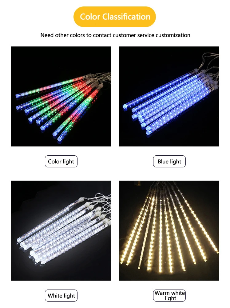 Водонепроницаемый 3 цвета ЕС США Plug гирлянда 8 трубок светодиодный Метеоритный душ линия дождя свет 50 см 30 см сосулька снегопад Рождественское украшение