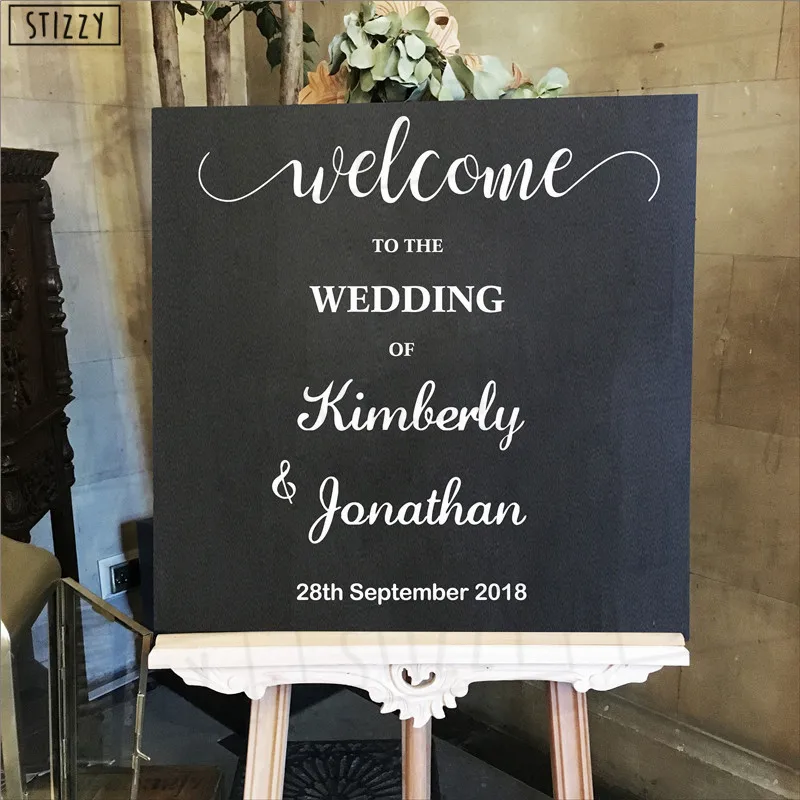 Stizzy Pared Calcomania Boda Decoracion Bienvenida Signo Vinilo