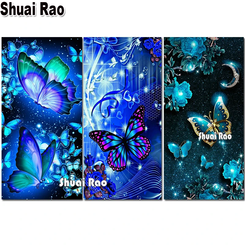 5D DIY Diamond Painting Abstract art fantasy Blue Butterflies cross stitch full square/round diamond mosaic embroidery Large