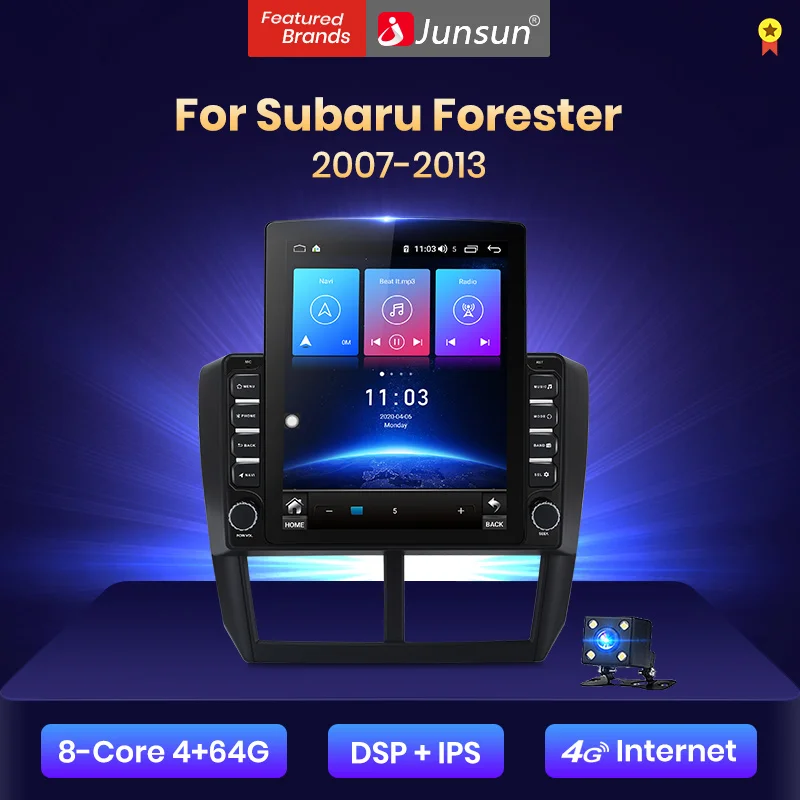 Junsun V2Pro Вертикальный 4G + 64G CarPlay DSP для Subaru Forester 3 2007 2013 Android 8 1 автомобильный Радио