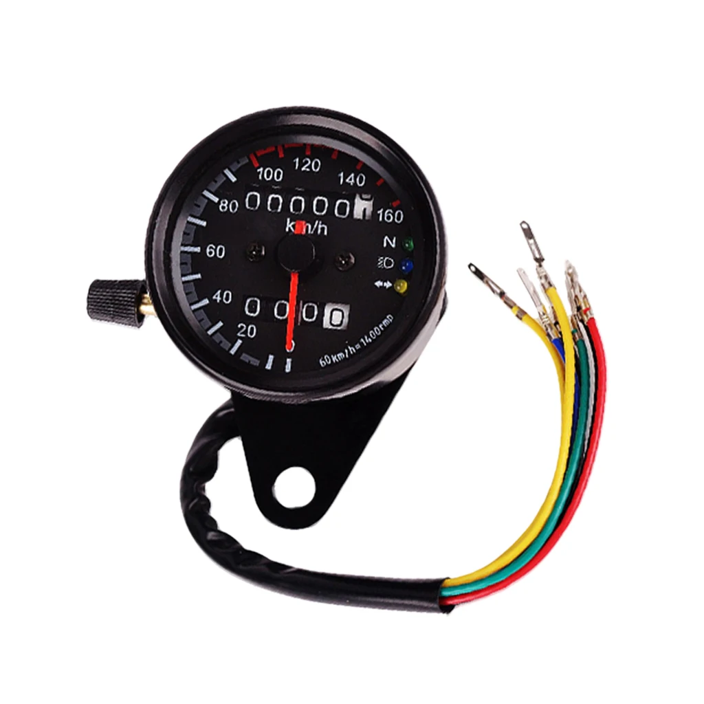 Black 12 Volt LED Backlight Signal Motorcycle Odometer KMH Speedometer Gauge