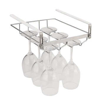 

Double Row Glass Holder Stainless Steel Free Punching Household Wine Cabinet Wine Cup Rack