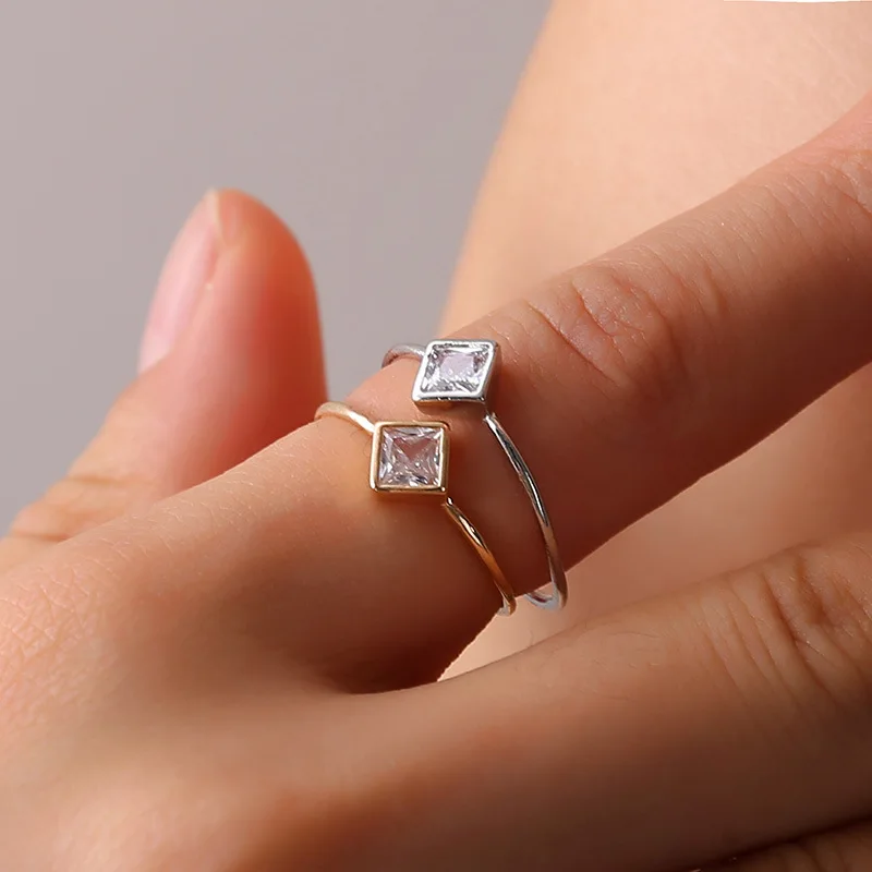 

Trendy Crystal Engagement Simple Rings For Women AAA White Zircon Cubic elegant rings Female Wedding jewerly