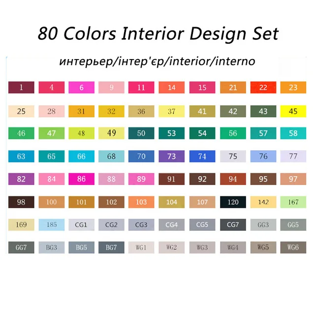80 Interior Design TouchFIVE художественный маркер 168 цветов спирт двуглавый Эскиз маркер для школы рисунок маркер анимация дизайн школьные принадлежности - Цвет: 80 Interior Design