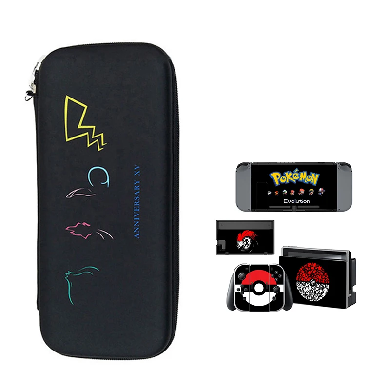 

Pokenmons ANNIVERSARY XV EVA Portable Storage Bag+Skin Sticker For Nintend Switch NS Console Game Protective Accessories